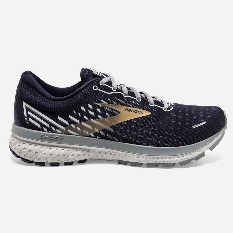 Brooks Ghost 13 Mens Road Running Shoes - Peacoat/Grey/Gold - Philippines (675108FUI)